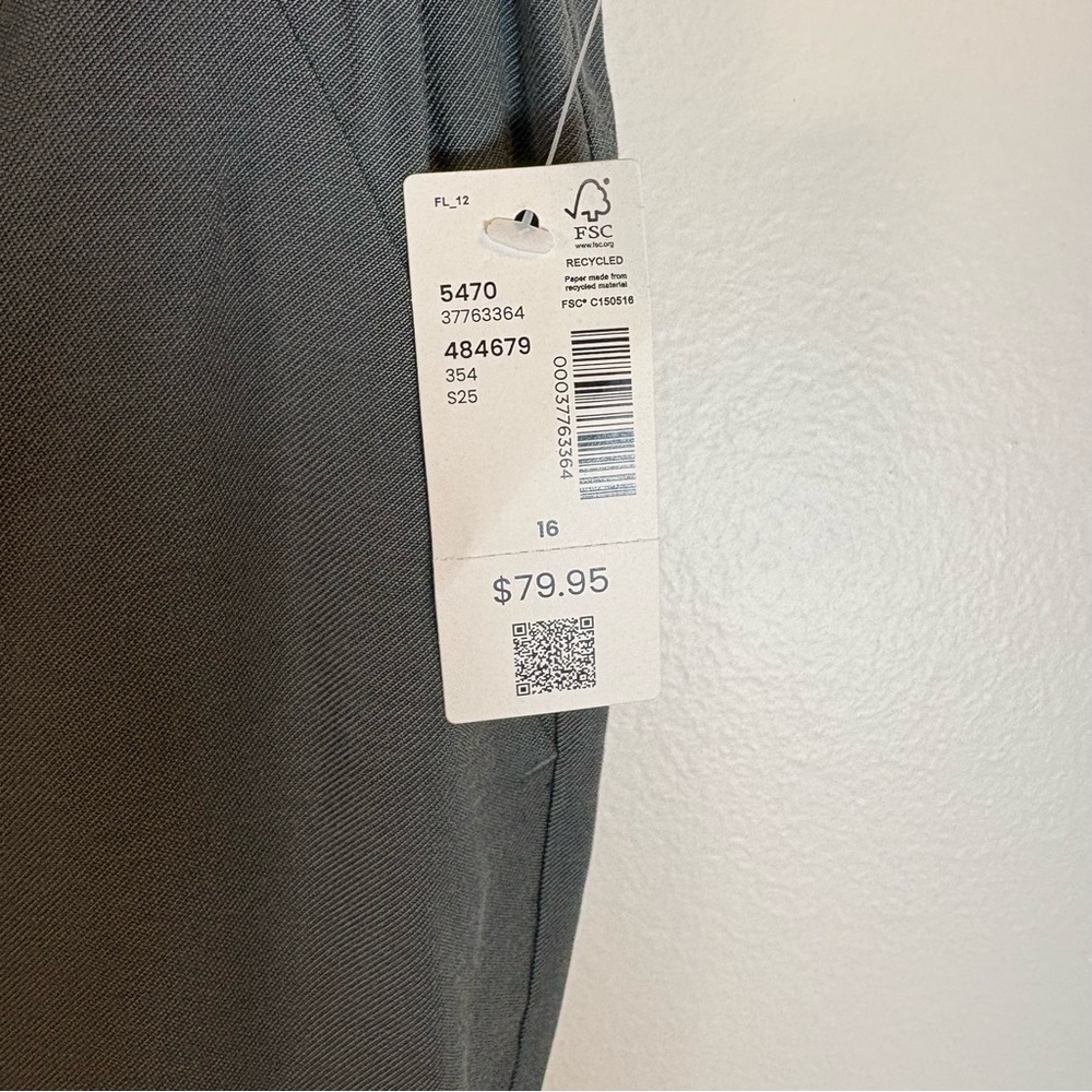 NWT Penningtons Women’s Wide‑Leg Paper Bag Pants Dark Olive Green, Size 16 - Picture 3 of 7